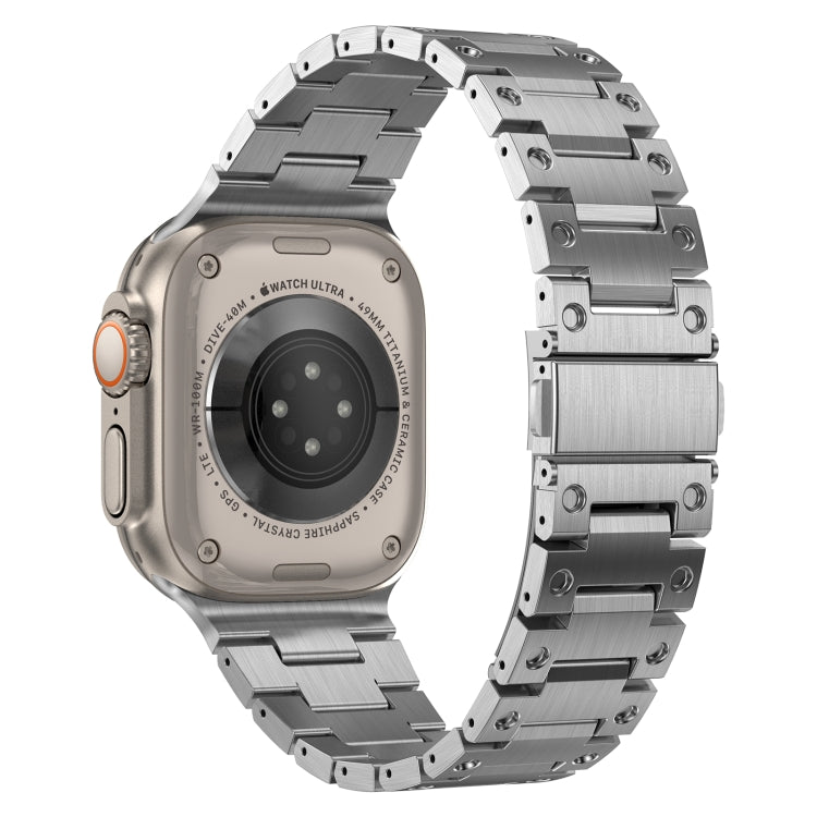 Double Rows Metal Watch Band For Apple Watch 8 45mm(Silver) - Watch Bands by PMC TechLife | Online Shopping South Africa | PMC TechLife