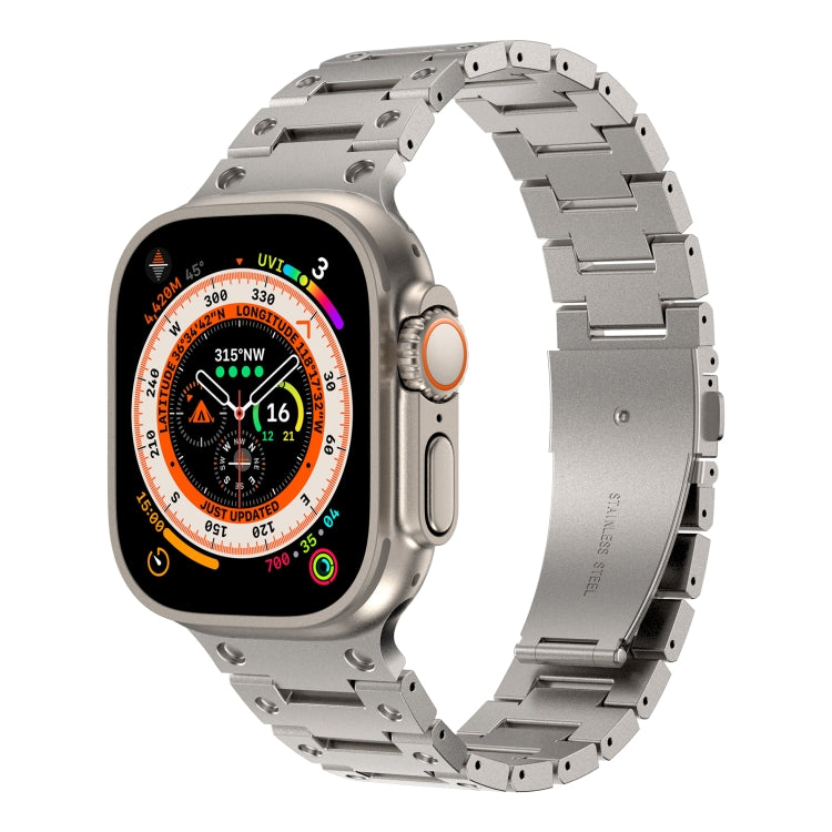 Double Rows Metal Watch Band For Apple Watch 38mm(Titanium) - Watch Bands by PMC TechLife | Online Shopping South Africa | PMC TechLife