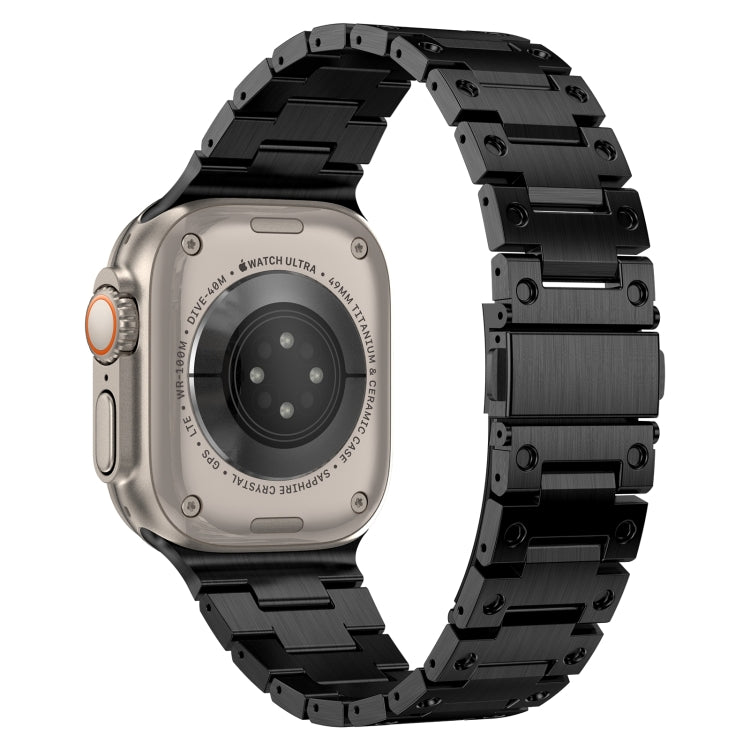 Double Rows Metal Watch Band For Apple Watch 9 45mm(Black) - Watch Bands by PMC TechLife | Online Shopping South Africa | PMC TechLife