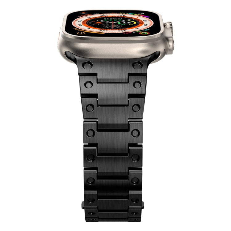 Double Rows Metal Watch Band For Apple Watch 9 45mm(Black) - Watch Bands by PMC TechLife | Online Shopping South Africa | PMC TechLife