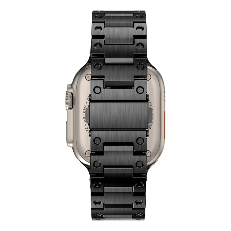 Double Rows Metal Watch Band For Apple Watch 9 45mm(Black) - Watch Bands by PMC TechLife | Online Shopping South Africa | PMC TechLife
