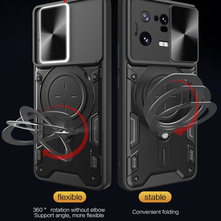 For Xiaomi 13 Pro CD Texture Sliding Camshield Magnetic Holder Phone Case(Blue) - free shipping - PMC TechLife - Order now!