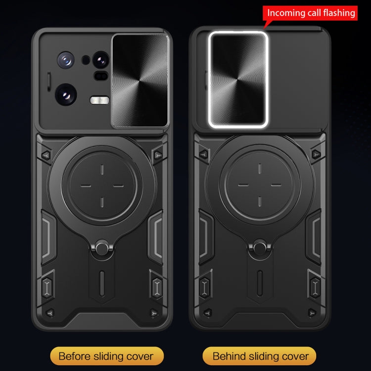 For Xiaomi 13 Pro CD Texture Sliding Camshield Magnetic Holder Phone Case(Purple) - free shipping - PMC TechLife - Order now!