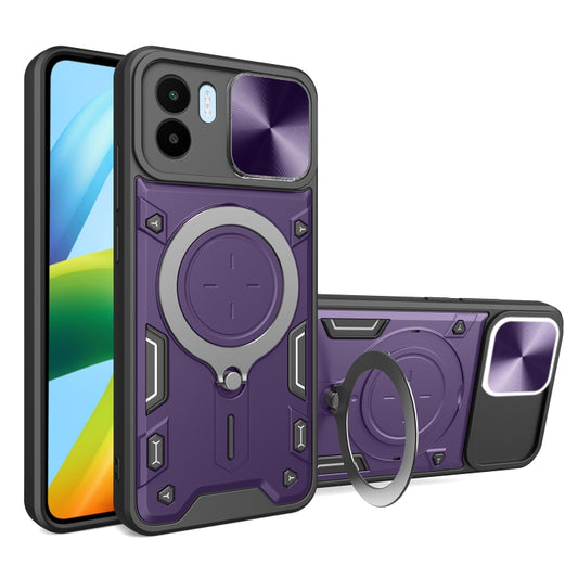 For Xiaomi Redmi A1 4G CD Texture Sliding Camshield Magnetic Holder Phone Case(Purple) - Xiaomi Cases by PMC Jewellery | Online Shopping South Africa | PMC Jewellery