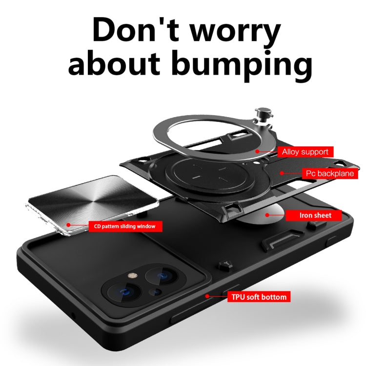 For Xiaomi Poco M5 5G CD Texture Sliding Camshield Magnetic Holder Phone Case(Blue) - free shipping - PMC TechLife - Order now!