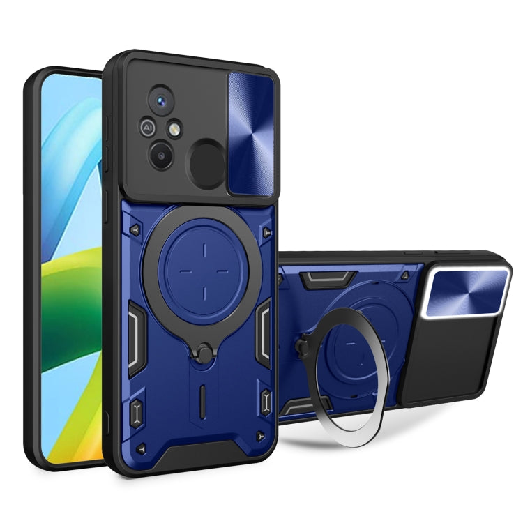 For Xiaomi Redmi 12C CD Texture Sliding Camshield Magnetic Holder Phone Case(Blue) - free shipping - PMC TechLife - Order now!