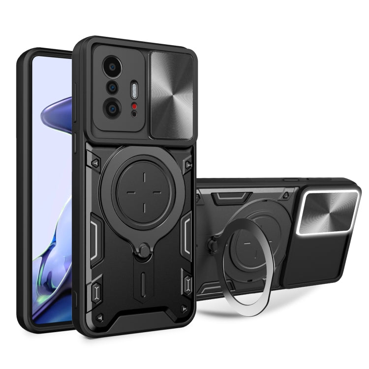 For Xiaomi 11T CD Texture Sliding Camshield Magnetic Holder Phone Case(Black) - free shipping - PMC TechLife - Order now!