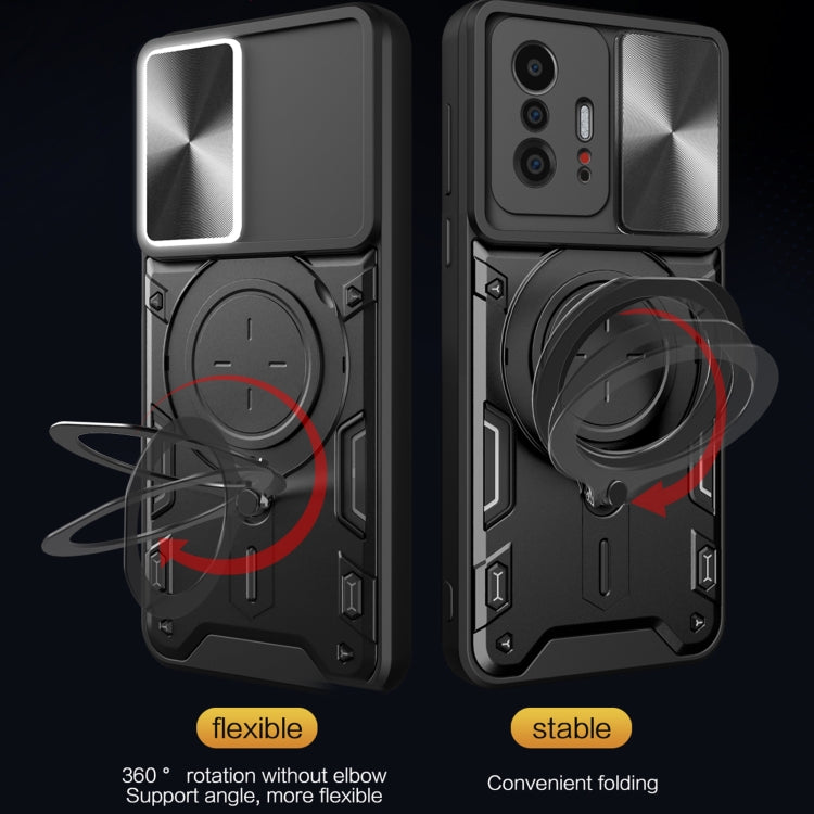 For Xiaomi 11T CD Texture Sliding Camshield Magnetic Holder Phone Case(Black) - free shipping - PMC TechLife - Order now!