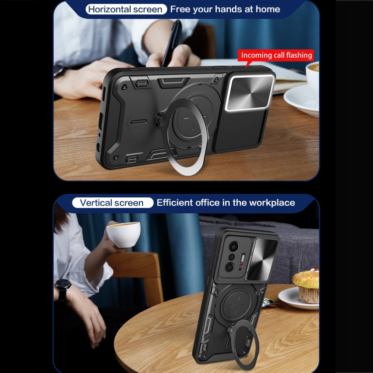 For Xiaomi 11T CD Texture Sliding Camshield Magnetic Holder Phone Case(Black) - free shipping - PMC TechLife - Order now!