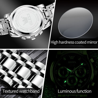 OLEVS 2889 Men Multifunctional Luminous Waterproof Quartz Watch(Black) - Metal Strap Watches by OLEVS | Online Shopping South Africa | PMC Jewellery