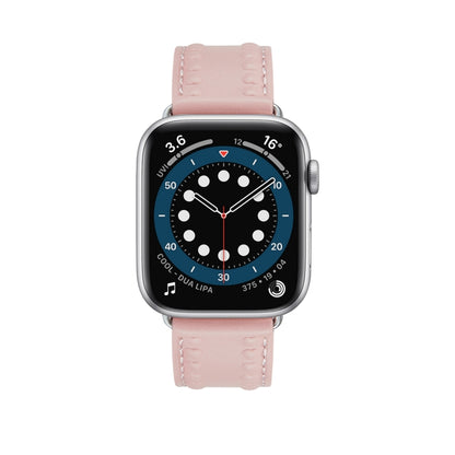 Embossed Love Genuine Leather Watch Band For Apple Watch SE 44mm(Pink) - Watch Bands by PMC Jewellery | Online Shopping South Africa | PMC Jewellery