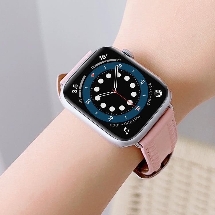 Embossed Love Genuine Leather Watch Band For Apple Watch 3 38mm(Pink) - Watch Bands by PMC TechLife | Online Shopping South Africa | PMC TechLife