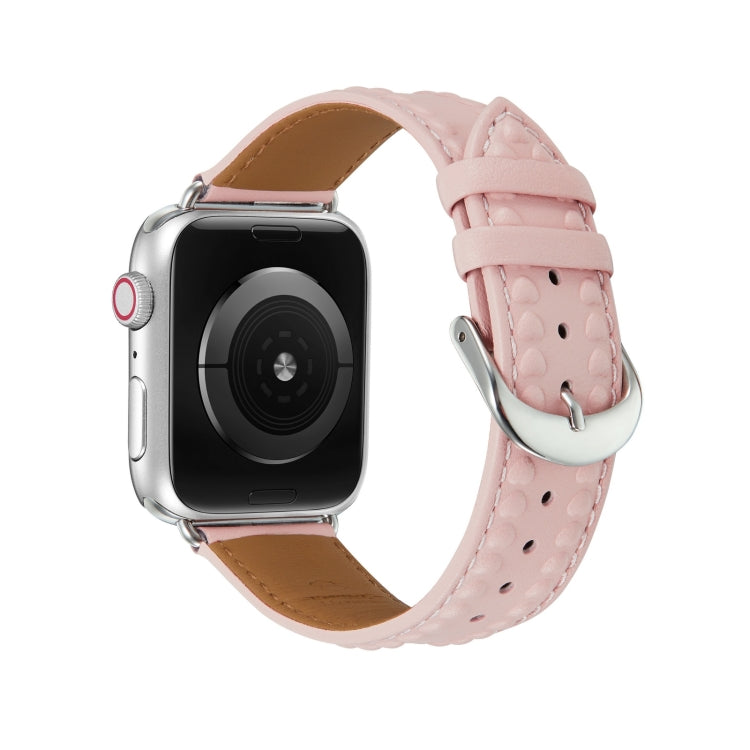 Embossed Love Genuine Leather Watch Band For Apple Watch 2 42mm(Pink) - Watch Bands by PMC TechLife | Online Shopping South Africa | PMC TechLife