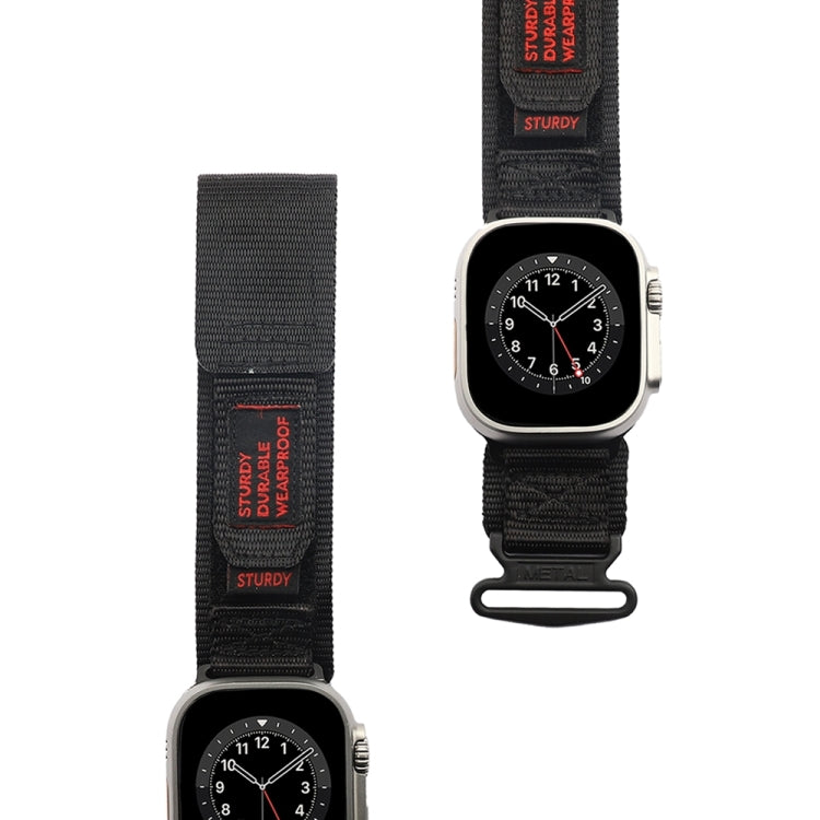Nylon Two Section Watch Band For Apple Watch 8 41mm(Black) - Watch Bands by PMC TechLife | Online Shopping South Africa | PMC TechLife