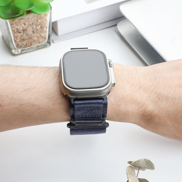 Nylon Two Section Watch Band For Apple Watch SE 2023 44mm(Blue) - Watch Bands by PMC TechLife | Online Shopping South Africa | PMC TechLife