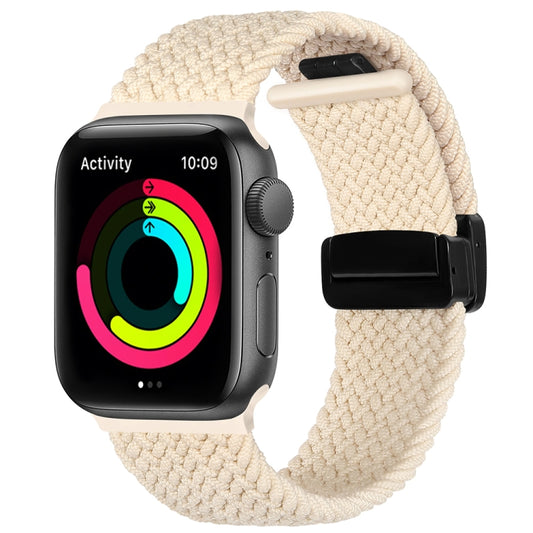 Magnetic Fold Clasp Woven Watch Band For Apple Watch Ultra 49mm(Starlight Color) - Watch Bands by PMC Jewellery | Online Shopping South Africa | PMC Jewellery