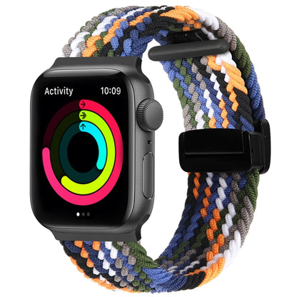 Magnetic Fold Clasp Woven Watch Band For Apple Watch 8 45mm(Denim Color) - Watch Bands by PMC Jewellery | Online Shopping South Africa | PMC Jewellery