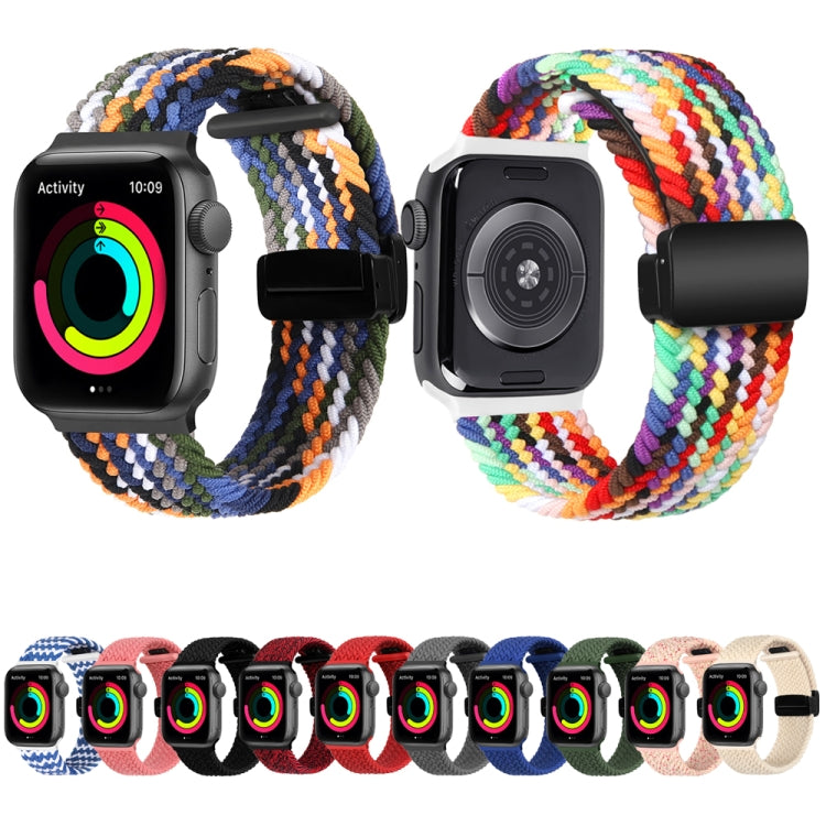 Magnetic Fold Clasp Woven Watch Band For Apple Watch 6 44mm(Rainbow Color) - Watch Bands by PMC Jewellery | Online Shopping South Africa | PMC Jewellery