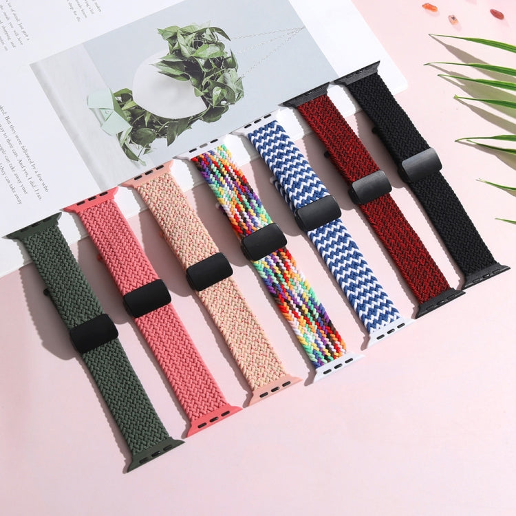 Magnetic Fold Clasp Woven Watch Band For Apple Watch 8 45mm(Starlight Pink) - Watch Bands by PMC TechLife | Online Shopping South Africa | PMC TechLife