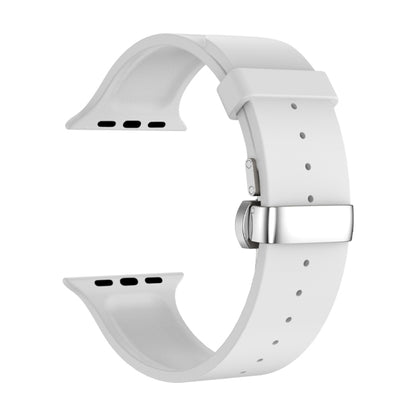 Metal Butterfly Buckle Silicone Watch Band For Apple Watch 6 40mm(White) - Watch Bands by PMC Jewellery | Online Shopping South Africa | PMC Jewellery