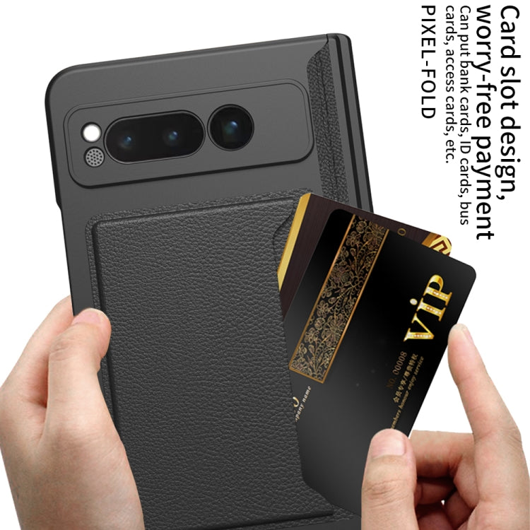 For Google Pixel Fold GKK Integrated Fold Hinge Full Coverage Phone Case with Card Bag(Carbon Fibre Black) - Google Cases by GKK | Online Shopping South Africa | PMC Jewellery