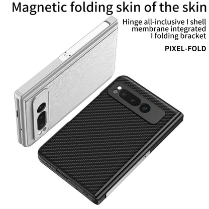 For Google Pixel Fold GKK Integrated Fold Hinge Leather Phone Case with Holder(Black) - Google Cases by GKK | Online Shopping South Africa | PMC Jewellery