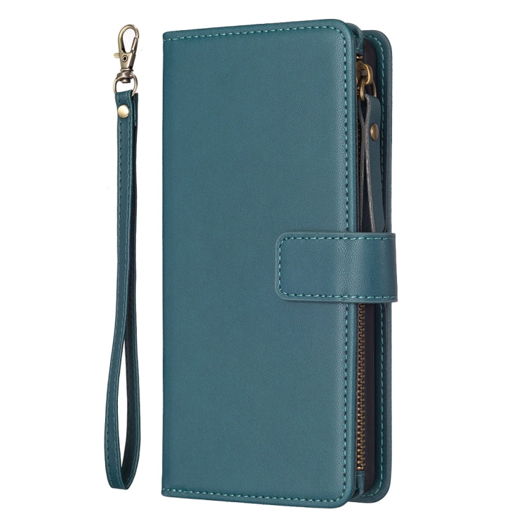 For iPhone 11 Pro Max 9 Card Slots Zipper Wallet Leather Flip Phone Case(Green) - iPhone 11 Pro Max Cases by PMC Jewellery | Online Shopping South Africa | PMC Jewellery