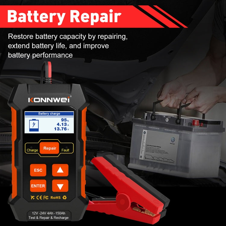 KONNWEI KW520 12V / 24V 3 in 1 Car Battery Tester with Detection & Repair & Charging Function(EU Plug) - Code Readers & Scan Tools by KONNWEI | Online Shopping South Africa | PMC Jewellery