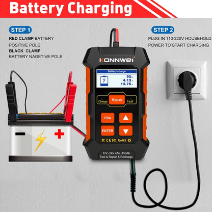 KONNWEI KW520 12V / 24V 3 in 1 Car Battery Tester with Detection & Repair & Charging Function(US Plug) - Code Readers & Scan Tools by KONNWEI | Online Shopping South Africa | PMC Jewellery | Buy Now Pay Later Mobicred