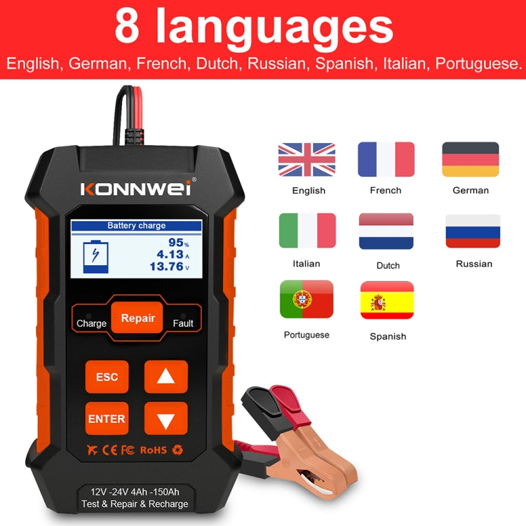 KONNWEI KW520 12V / 24V 3 in 1 Car Battery Tester with Detection & Repair & Charging Function(US Plug) - Code Readers & Scan Tools by KONNWEI | Online Shopping South Africa | PMC Jewellery | Buy Now Pay Later Mobicred