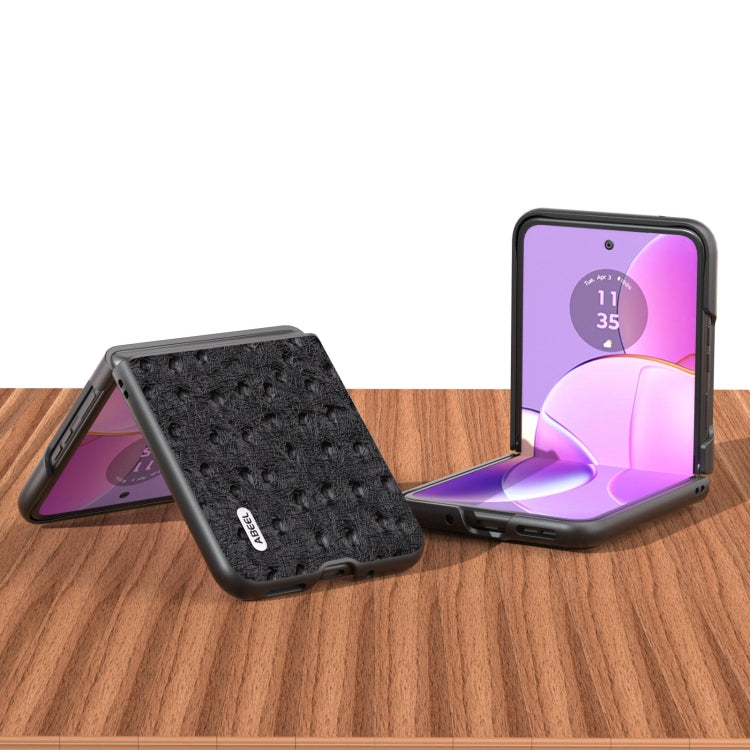 For Motorola Razr 40 ABEEL Genuine Leather Ostrich Texture Phone Case(Black) - free shipping - PMC TechLife - Order now!