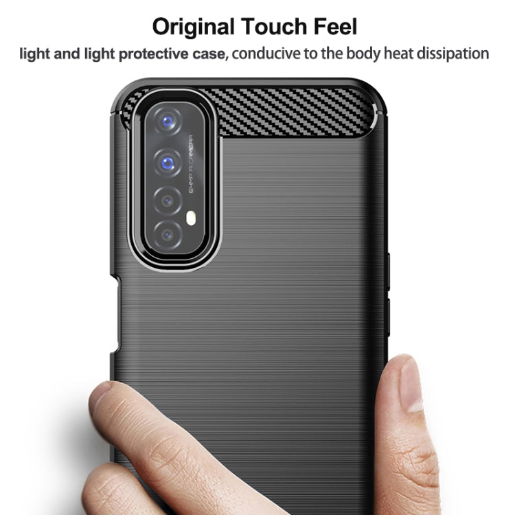 For Realme 7 Brushed Texture Carbon Fiber TPU Phone Case(Blue) - free shipping - PMC TechLife - Order now!