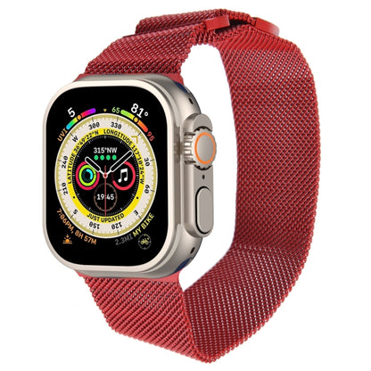 For Apple Watch Ultra 49mm Milanese Metal Magnetic Watch Band(Red) - Watch Bands by PMC Jewellery | Online Shopping South Africa | PMC Jewellery