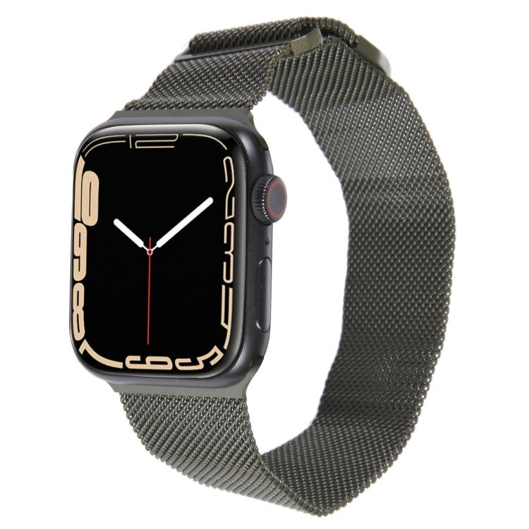 For Apple Watch 7 45mm Milanese Metal Magnetic Watch Band(Army Green) - Watch Bands by PMC Jewellery | Online Shopping South Africa | PMC Jewellery