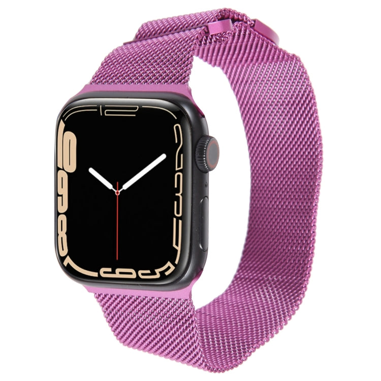 For Apple Watch 42mm Milanese Metal Magnetic Watch Band(Purple) - Watch Bands by PMC Jewellery | Online Shopping South Africa | PMC Jewellery