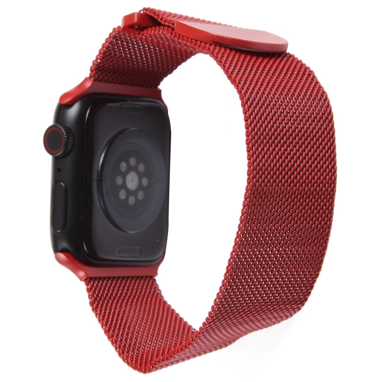 For Apple Watch 38mm Milanese Metal Magnetic Watch Band(Red) - Watch Bands by PMC Jewellery | Online Shopping South Africa | PMC Jewellery