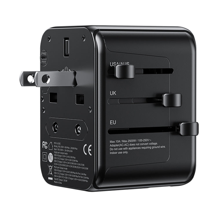 WK WP-U03 30W Multi Plug Travel Charger(Black) - International Plug Adaptor by WK | Online Shopping South Africa | PMC Jewellery