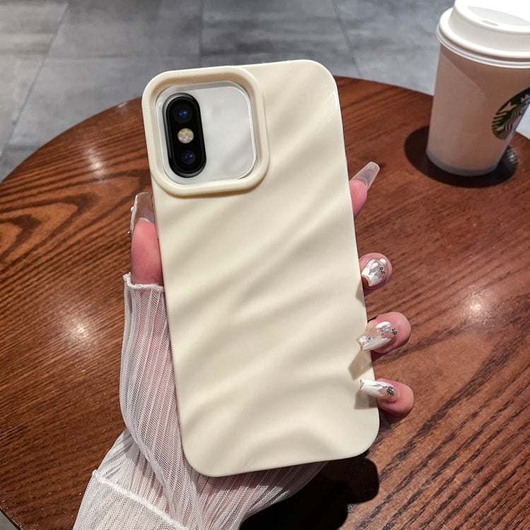 For iPhone X / XS Solid Color Wave Texture TPU Phone Case(Beige) - More iPhone Cases by PMC Jewellery | Online Shopping South Africa | PMC Jewellery