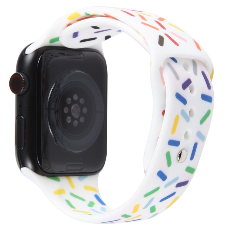Rainbow Raindrops Silicone Watch Band For Apple Watch 8 45mm(White) - Watch Bands by PMC TechLife | Online Shopping South Africa | PMC TechLife