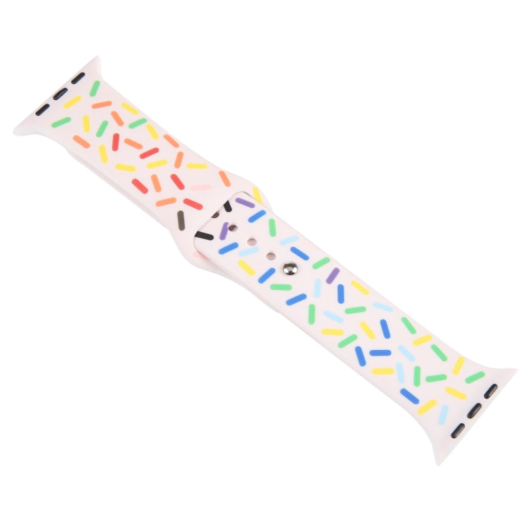 Rainbow Raindrops Silicone Watch Band For Apple Watch 8 45mm(Pink) - Watch Bands by PMC TechLife | Online Shopping South Africa | PMC TechLife