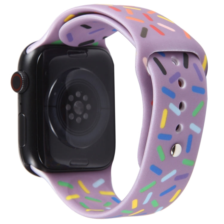 Rainbow Raindrops Silicone Watch Band For Apple Watch 8 45mm(Light Purple) - Watch Bands by PMC TechLife | Online Shopping South Africa | PMC TechLife