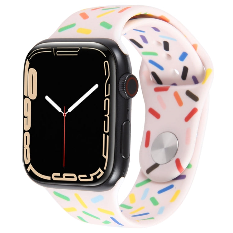 Rainbow Raindrops Silicone Watch Band For Apple Watch 7 41mm(Pink) - Watch Bands by PMC TechLife | Online Shopping South Africa | PMC TechLife