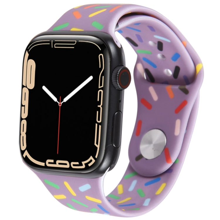 Rainbow Raindrops Silicone Watch Band For Apple Watch 7 41mm(Light Purple) - Watch Bands by PMC TechLife | Online Shopping South Africa | PMC TechLife