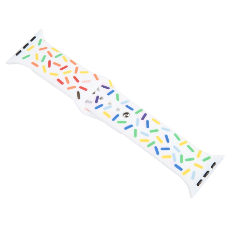 Rainbow Raindrops Silicone Watch Band For Apple Watch 7 45mm(White) - Watch Bands by PMC TechLife | Online Shopping South Africa | PMC TechLife