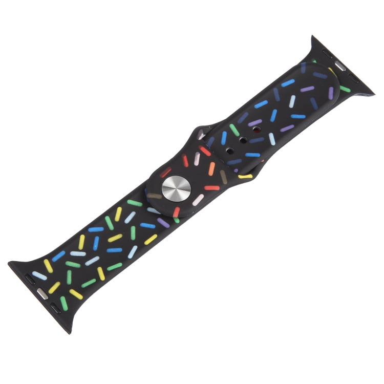 Rainbow Raindrops Silicone Watch Band For Apple Watch 7 45mm(Black) - Watch Bands by PMC TechLife | Online Shopping South Africa | PMC TechLife