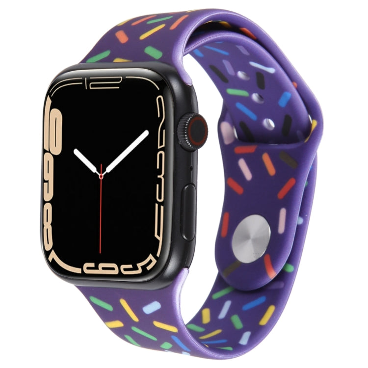 Rainbow Raindrops Silicone Watch Band For Apple Watch 7 45mm(Dark Purple) - Watch Bands by PMC TechLife | Online Shopping South Africa | PMC TechLife