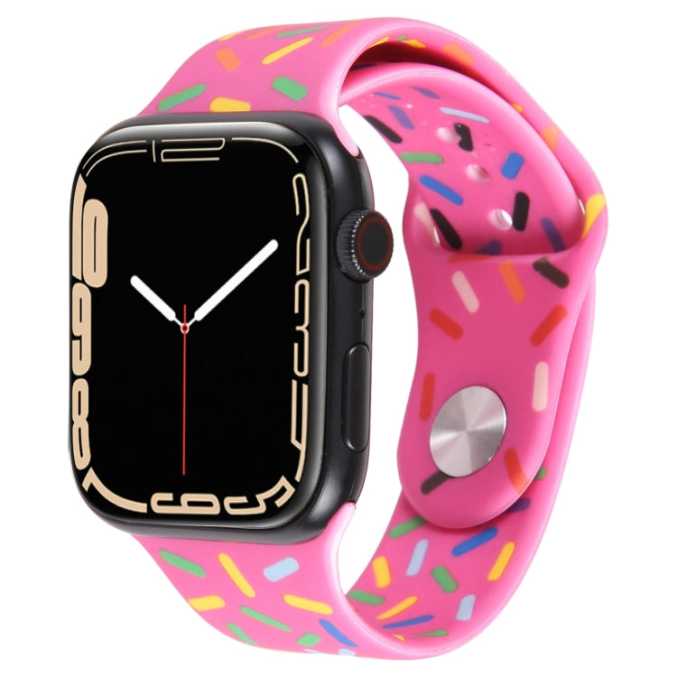 Rainbow Raindrops Silicone Watch Band For Apple Watch SE 2022 40mm(Rose Red) - Watch Bands by PMC TechLife | Online Shopping South Africa | PMC TechLife