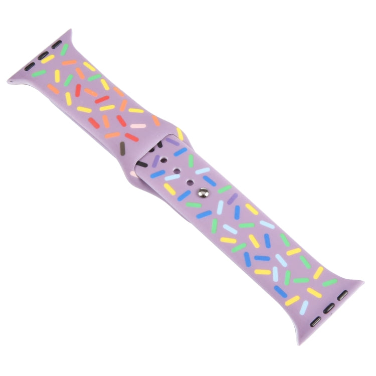 Rainbow Raindrops Silicone Watch Band For Apple Watch 6 44mm(Light Purple) - Watch Bands by PMC TechLife | Online Shopping South Africa | PMC TechLife