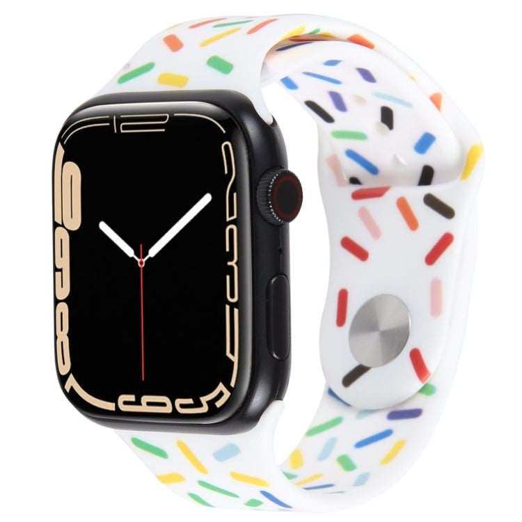 Rainbow Raindrops Silicone Watch Band For Apple Watch 5 44mm(White) - Watch Bands by PMC TechLife | Online Shopping South Africa | PMC TechLife