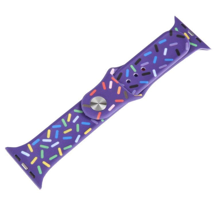 Rainbow Raindrops Silicone Watch Band For Apple Watch 5 44mm(Dark Purple) - Watch Bands by PMC TechLife | Online Shopping South Africa | PMC TechLife